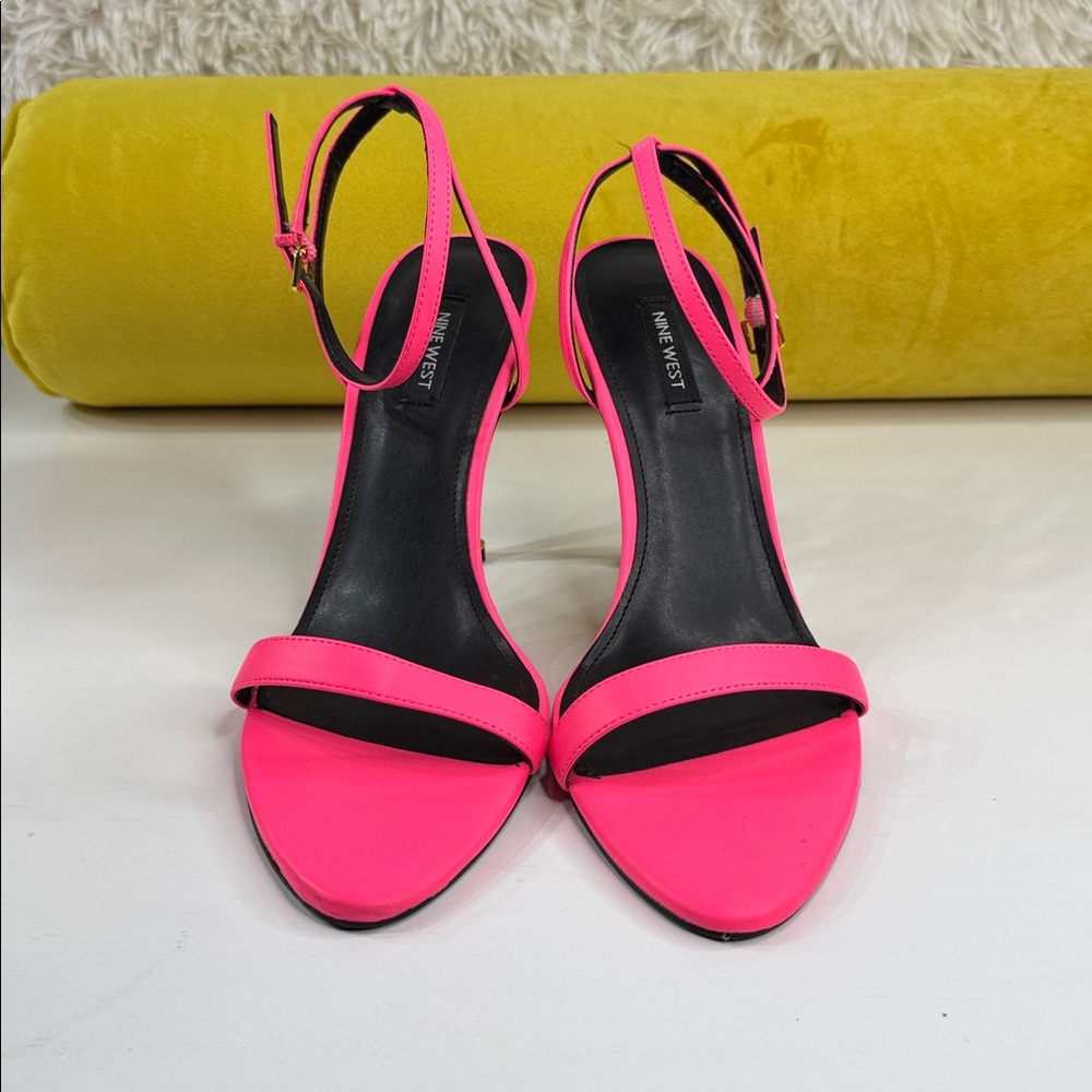 Nine West • Women's Reina Heeled Sandal • Neon Pink • Size 9.5 • - Picture 3 of 17